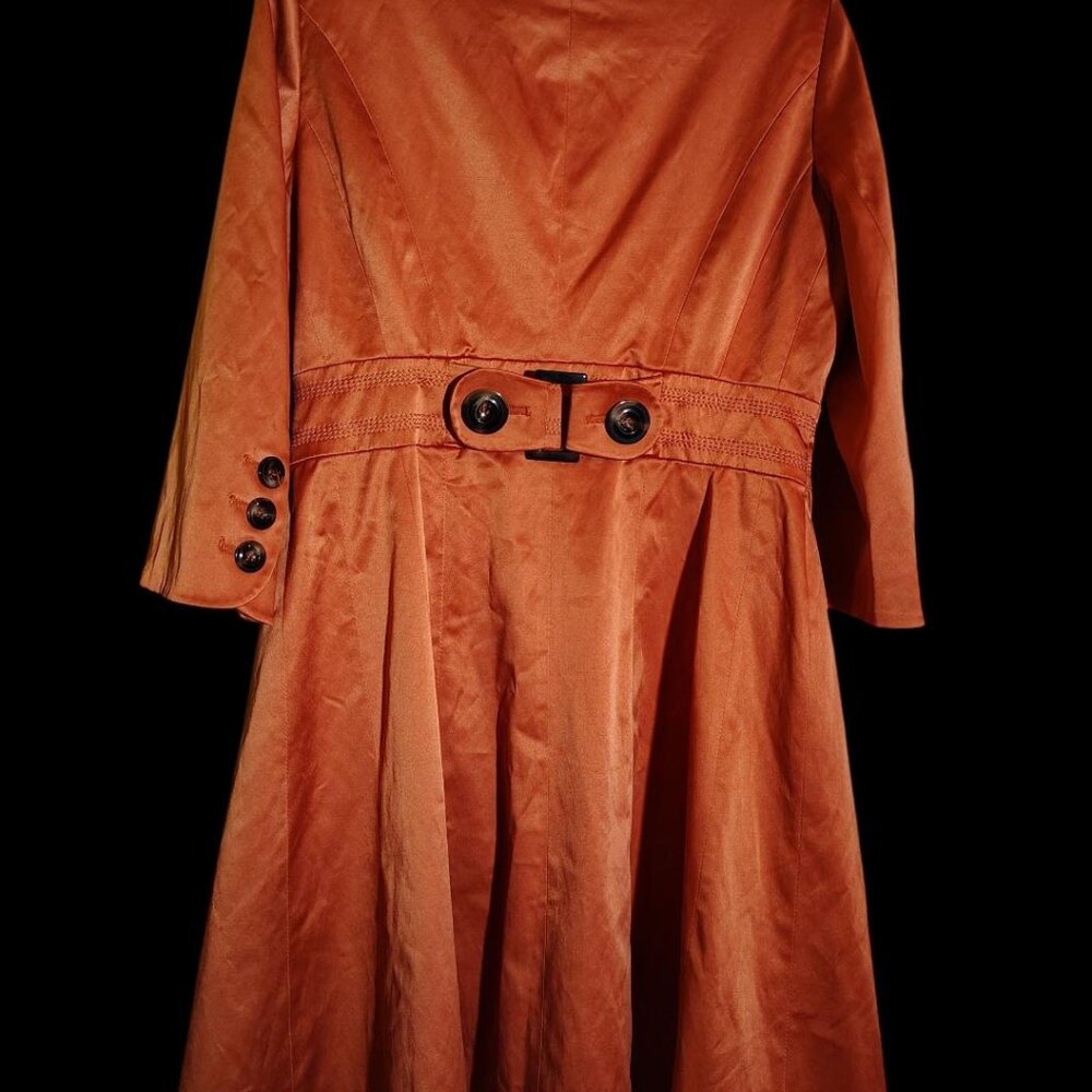 Jessica Simpson Trench Coat, ¾ Length Sleeve, Size Large, Orange